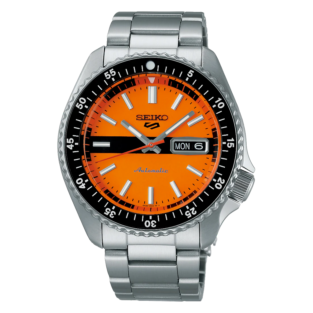 Seiko 5 Sports Men's Orange Silver Watch