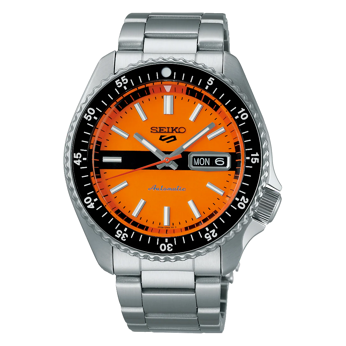 Seiko 5 Sports Men's Orange Silver Watch
