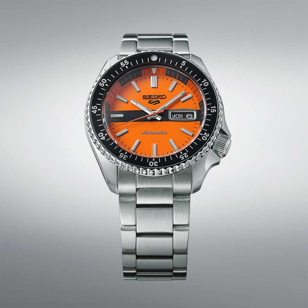 Seiko 5 Sports Men's Orange Silver Watch