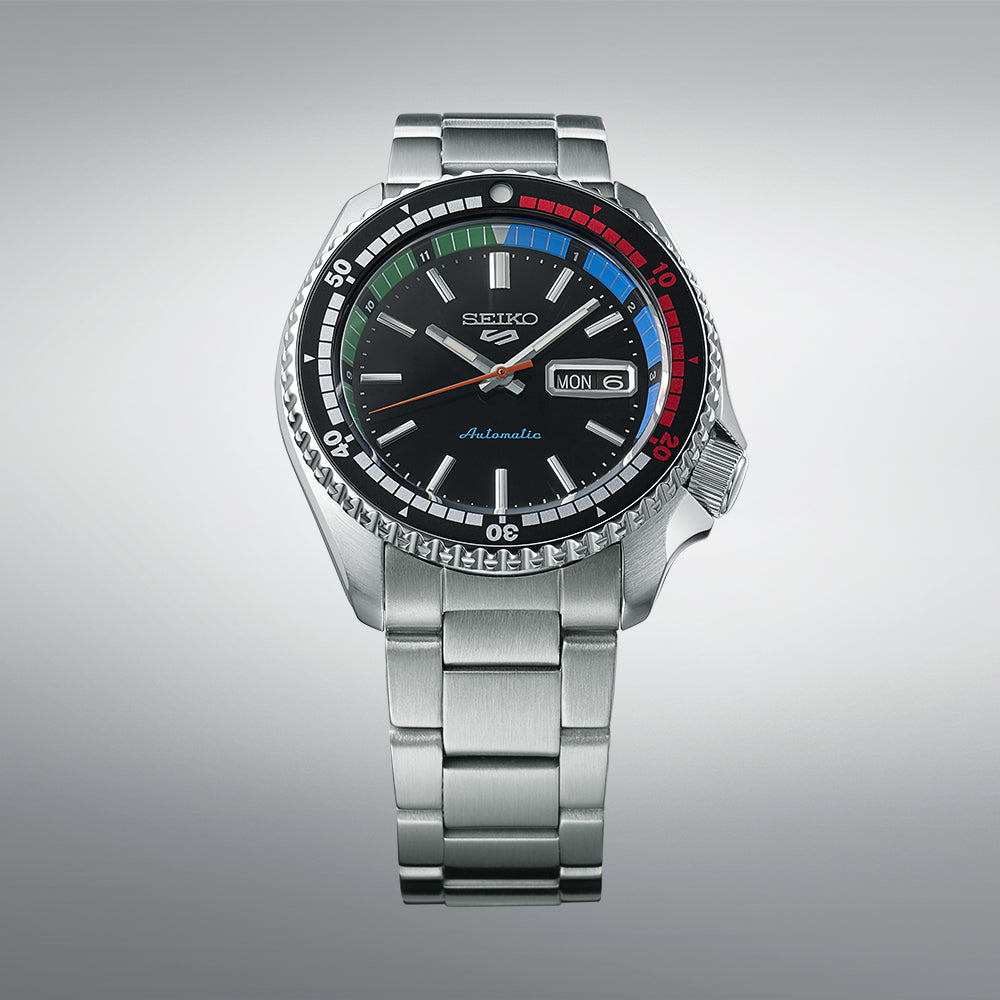 Seiko 5 Sports Men's Black Retro Regatta Timer Automatic Watch