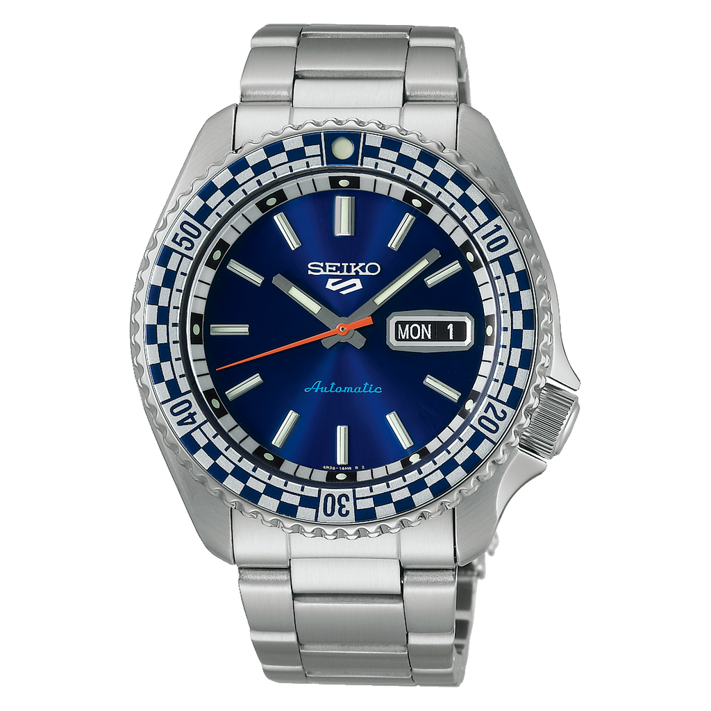 Seiko 5 Sports Men's Petrol Blue Checker Flag Special Edition