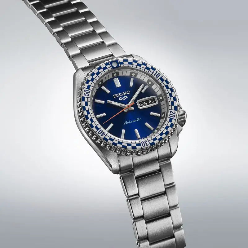 Seiko 5 Sports Men's Petrol Blue Checker Flag Special Edition