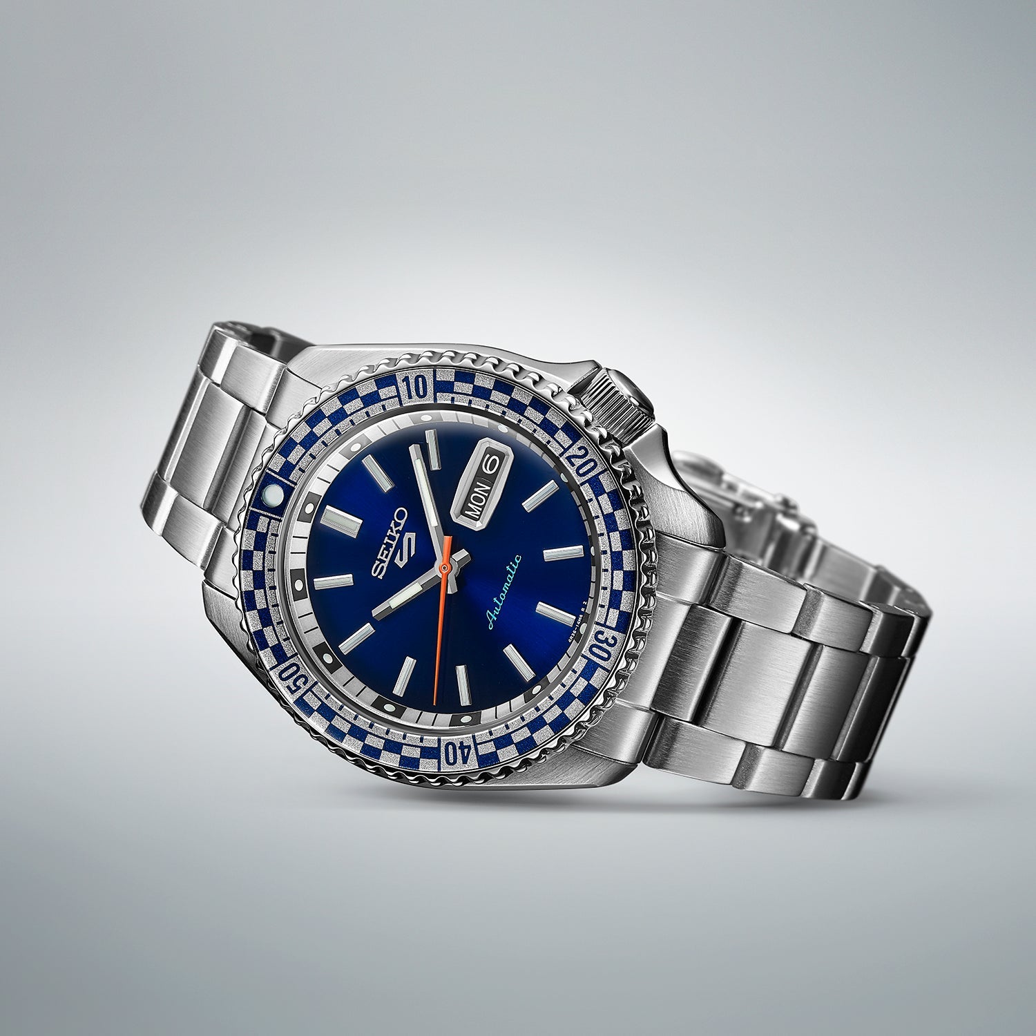 Seiko 5 Sports Men's Petrol Blue Checker Flag Special Edition