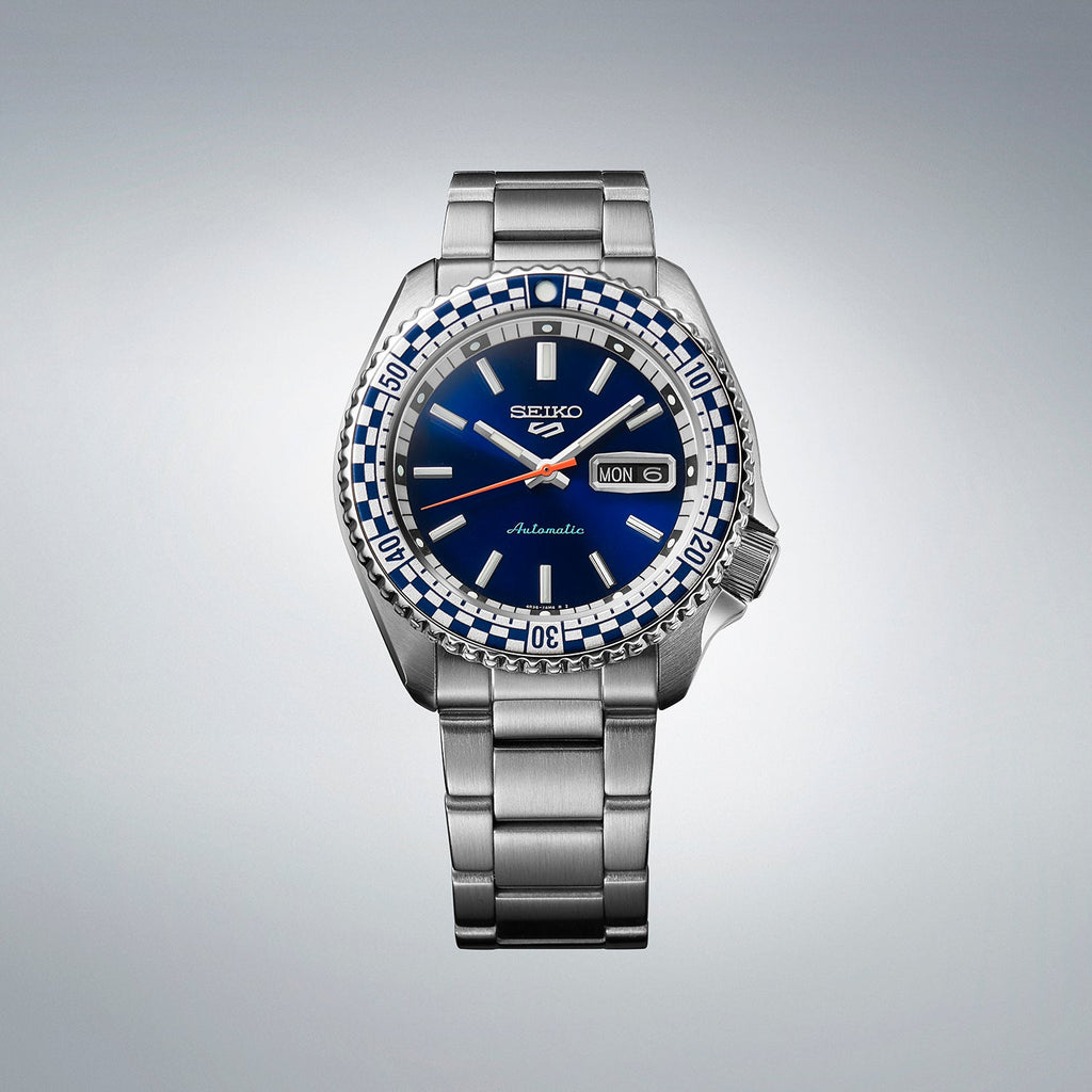 Seiko 5 Sports Men's Petrol Blue Checker Flag Special Edition