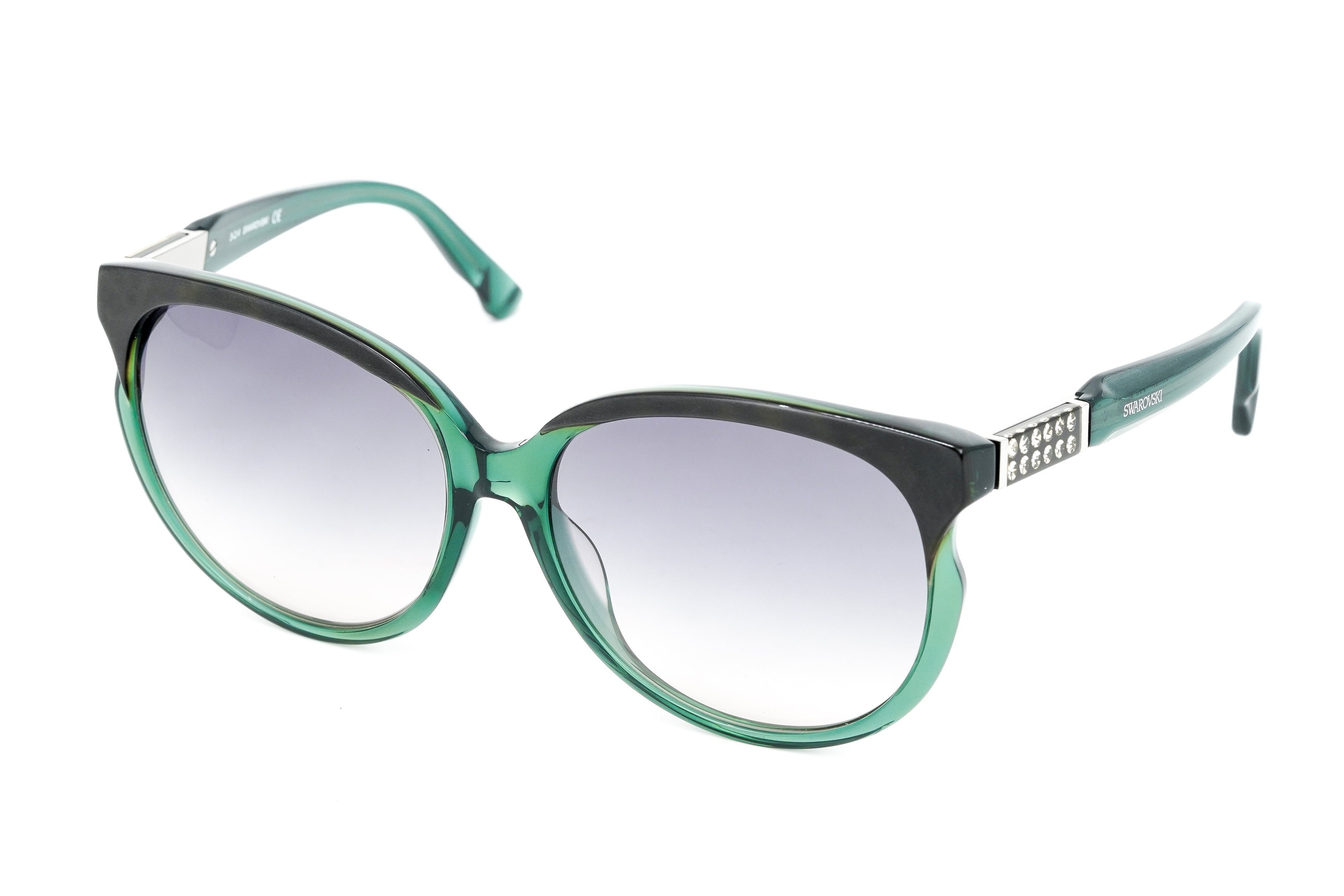 Swarovski Emilia Women's Sunglasses Oversized Oval Dark Green Gradient Grey