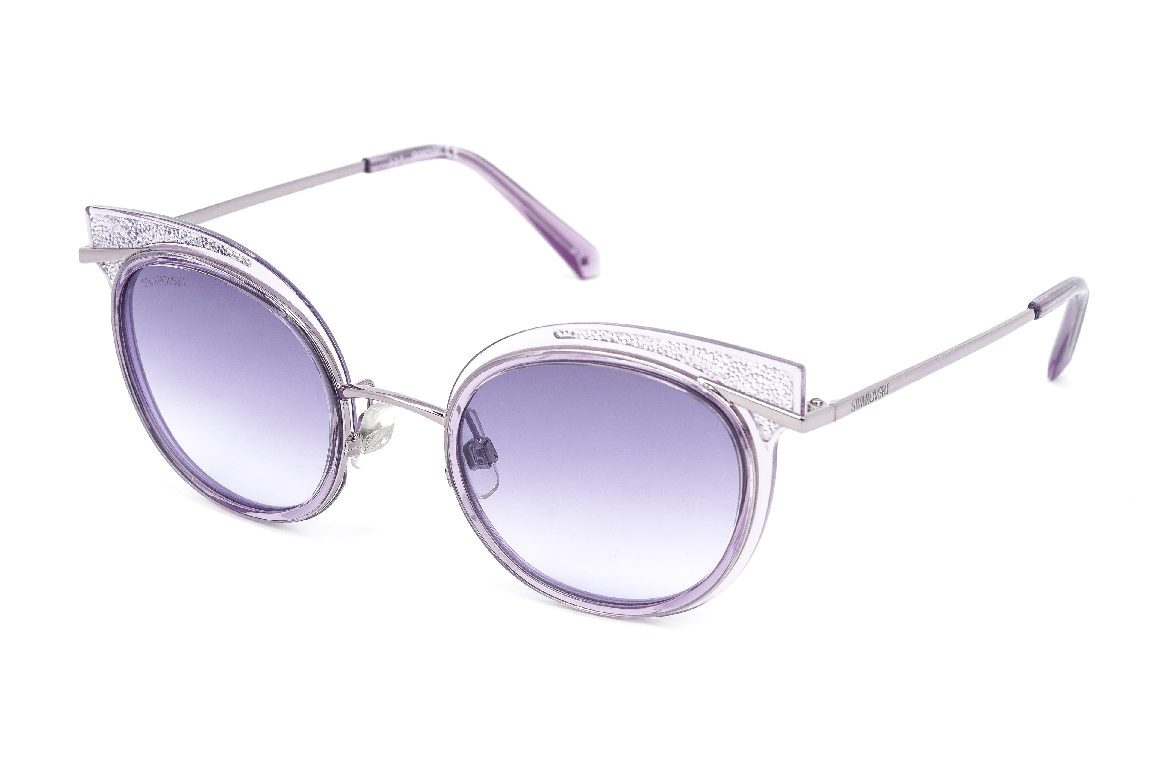 Swarovski Women's Sunglasses Round Cat Eye Violet