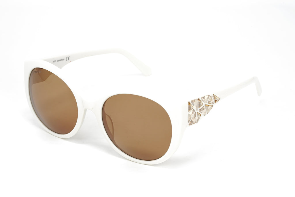 Swarovski Women's Sunglasses Round Cat Eye Cream Brown