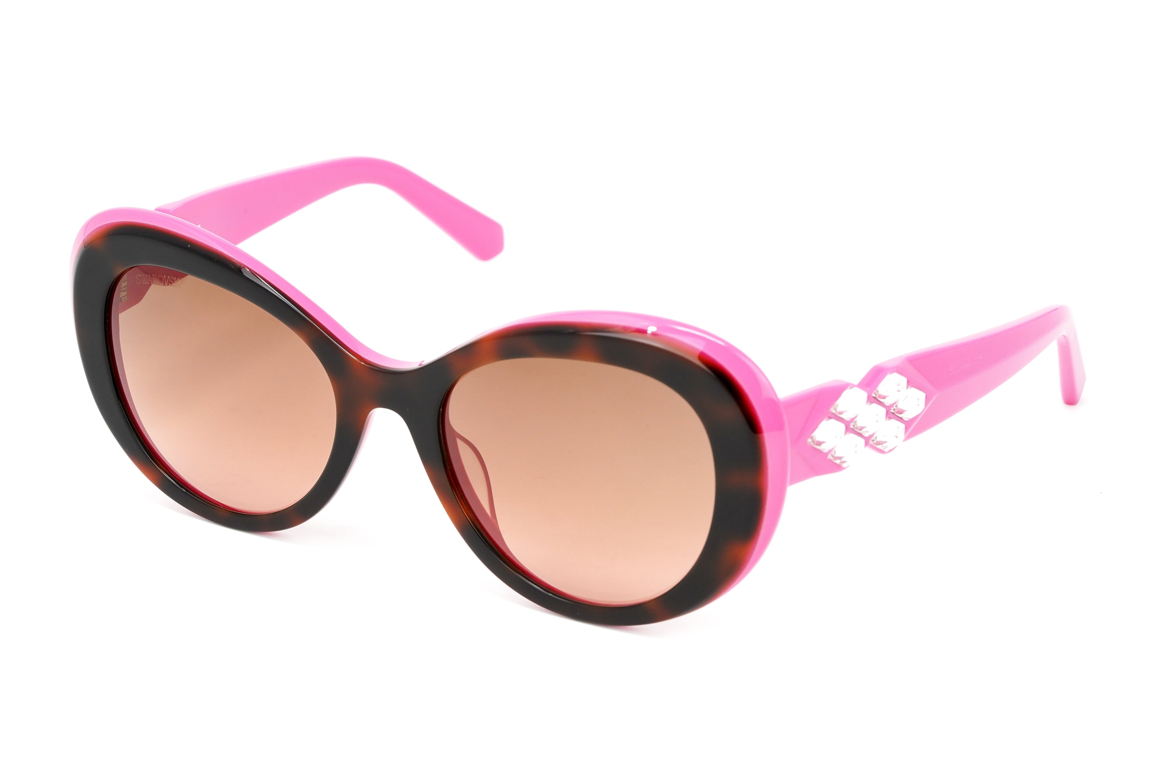 Swarovski Vintage Women's Sunglasses Oval Cat Eye Tortoise Pink