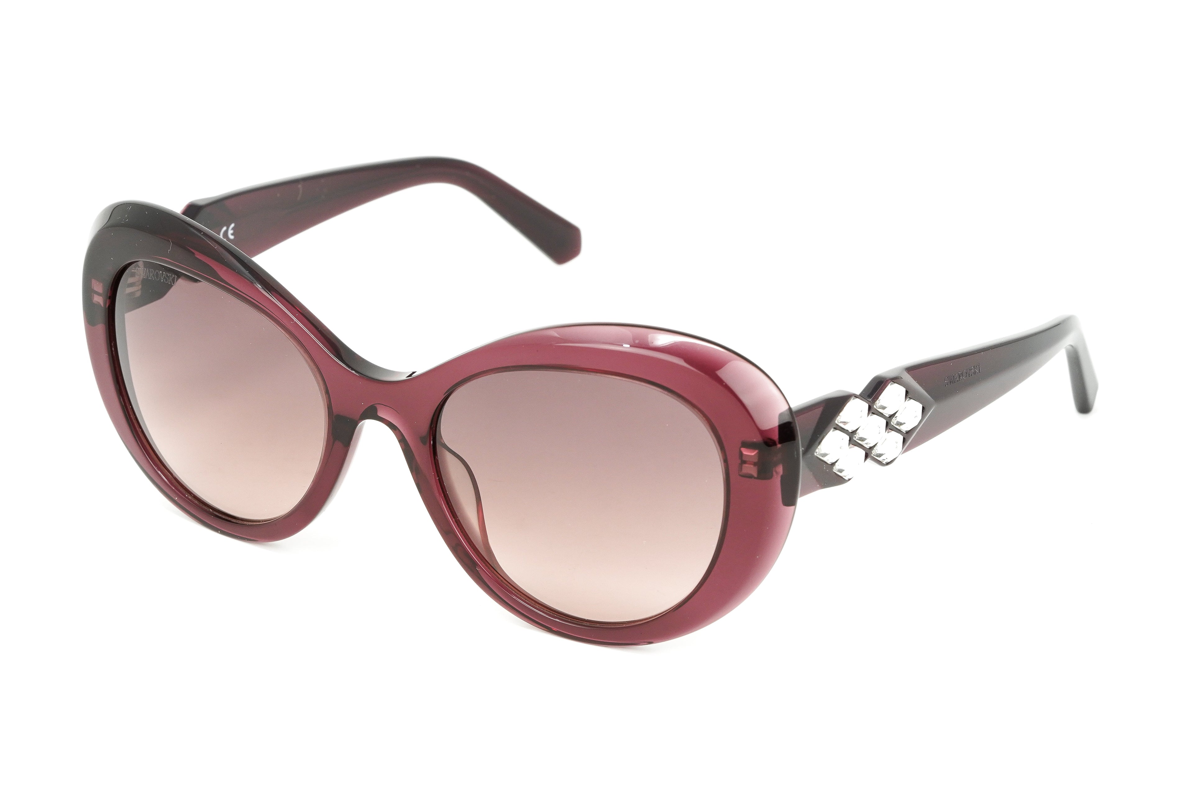 Swarovski Women's Sunglasses Oval Cat Eye Translucent Aubergine