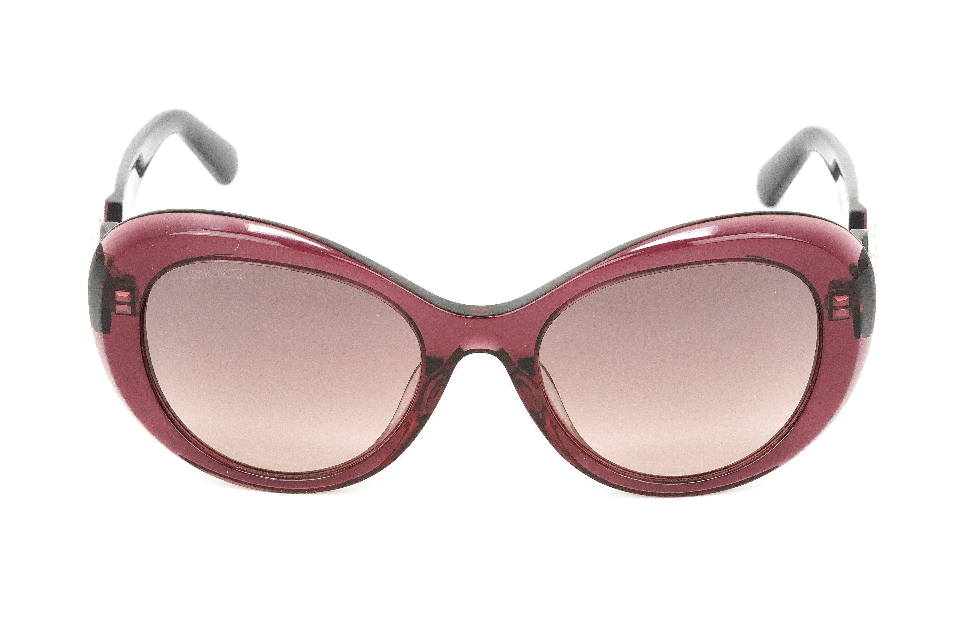 Swarovski Women's Sunglasses Oval Cat Eye Translucent Aubergine
