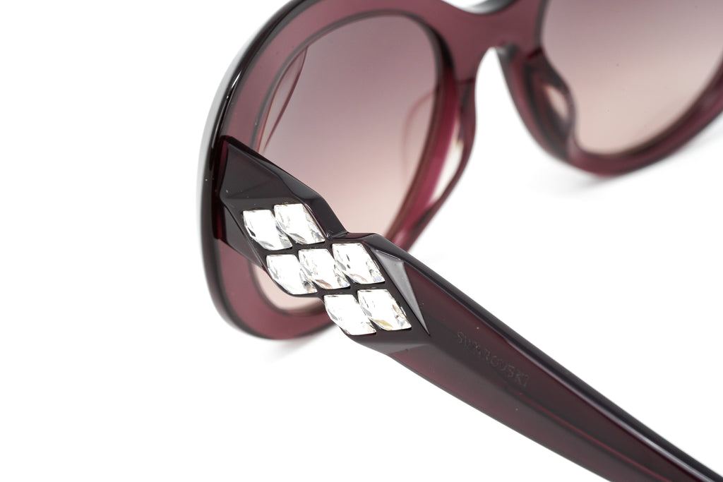 Swarovski Women's Sunglasses Oval Cat Eye Translucent Aubergine
