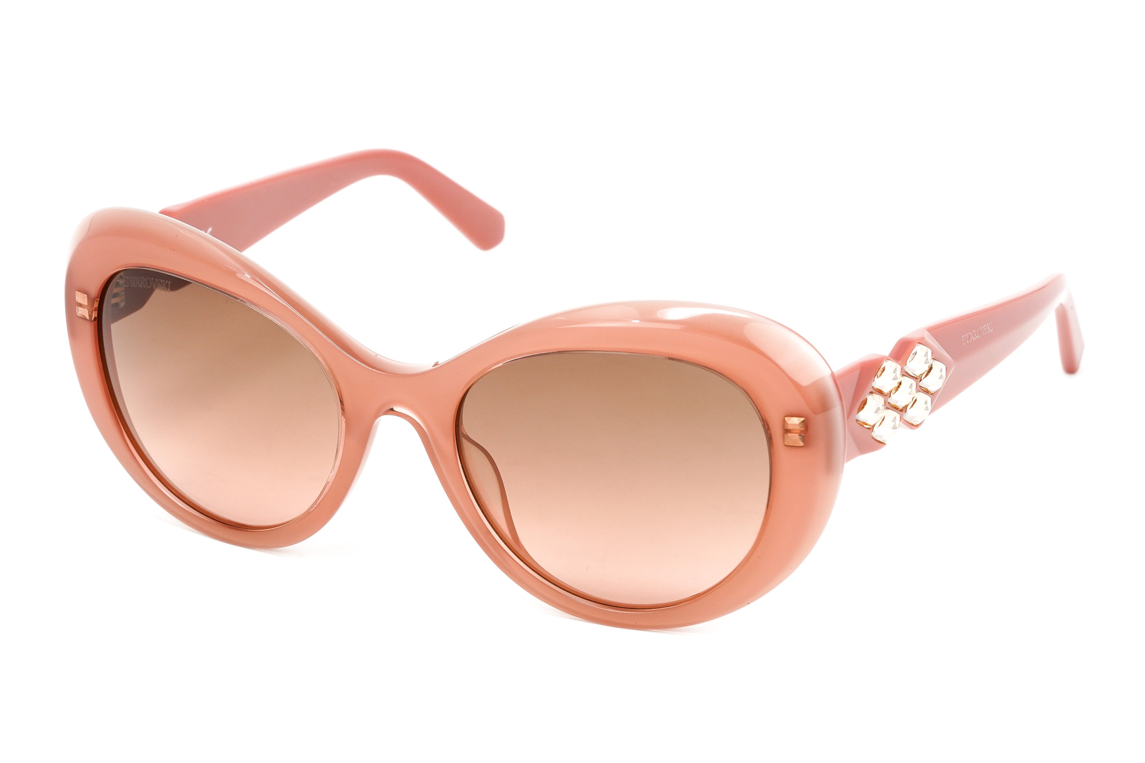 Swarovski Vintage Women's Sunglasses Oval Cat Eye Translucent Rosewood