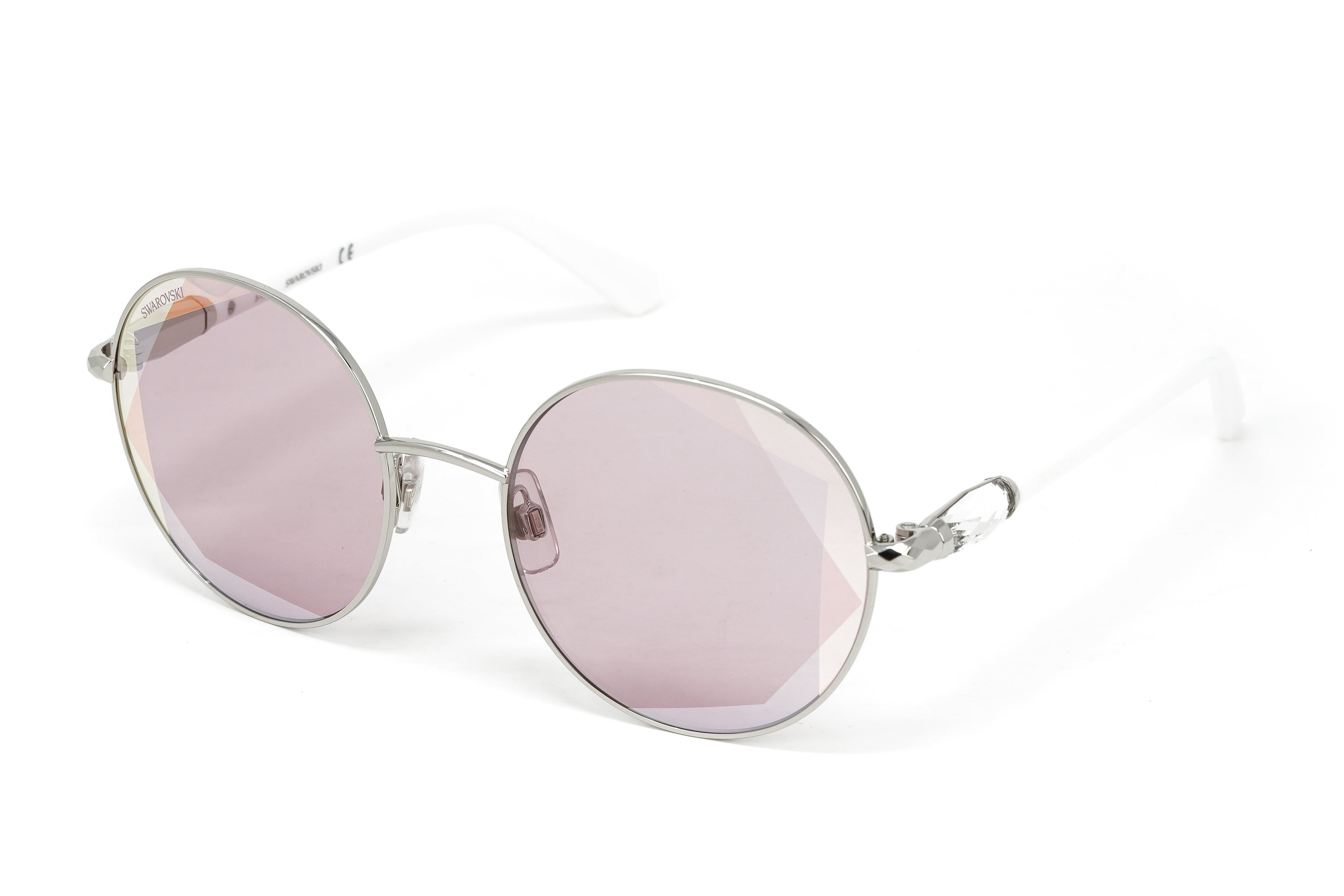 Swarovski Women's Sunglasses Round Silver Pink