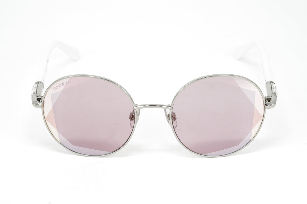 Swarovski Women's Sunglasses Round Silver Pink
