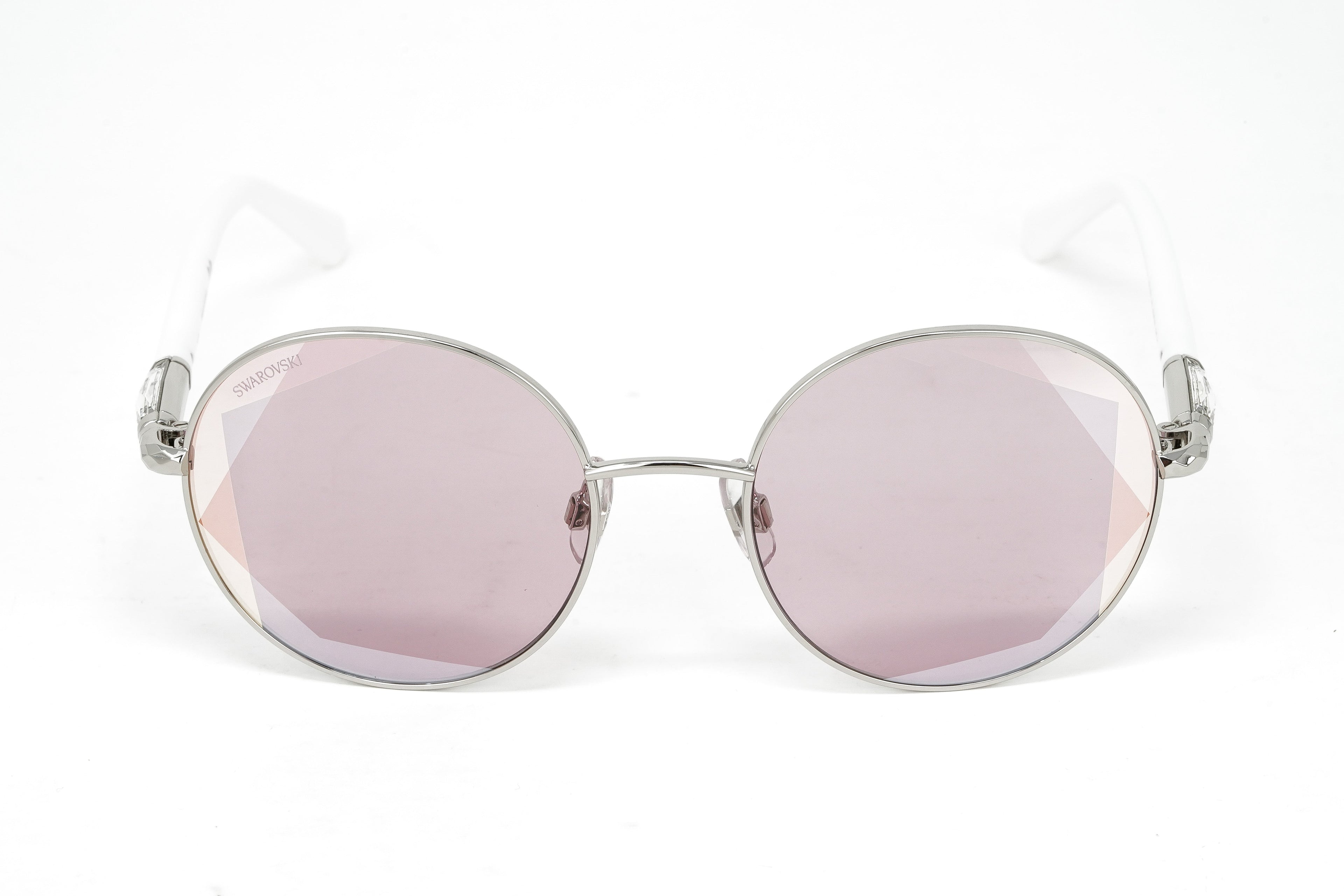 Swarovski Women's Sunglasses Round Silver Pink