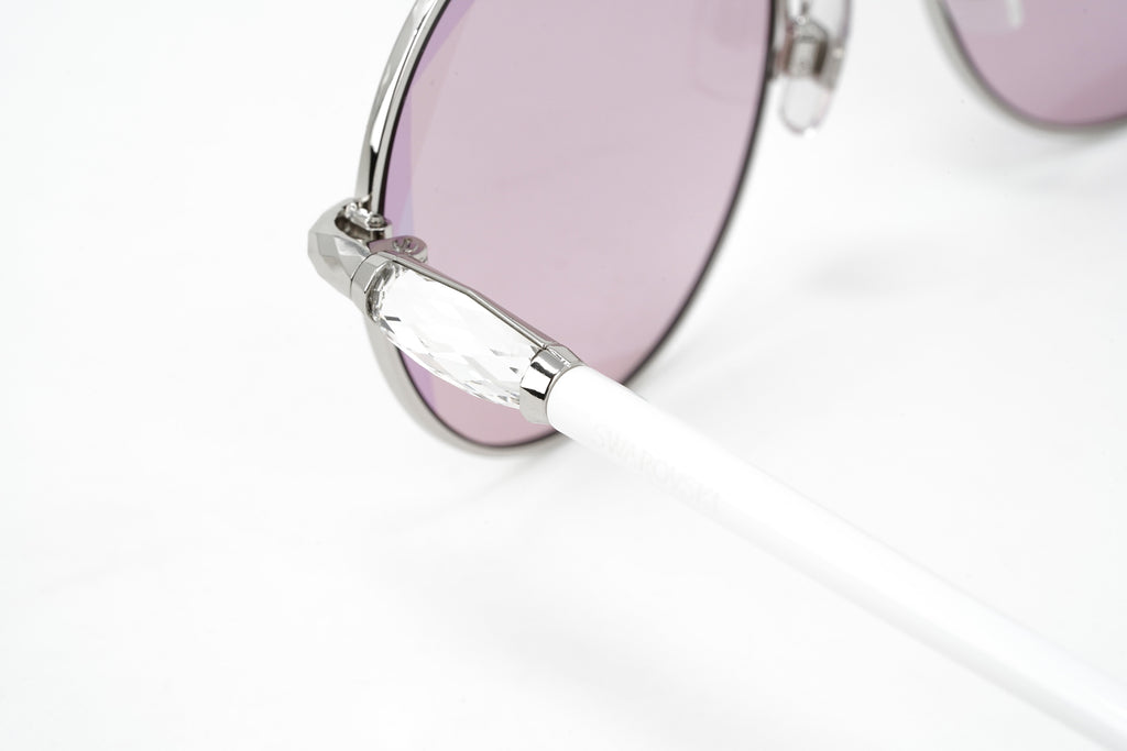 Swarovski Women's Sunglasses Round Silver Pink