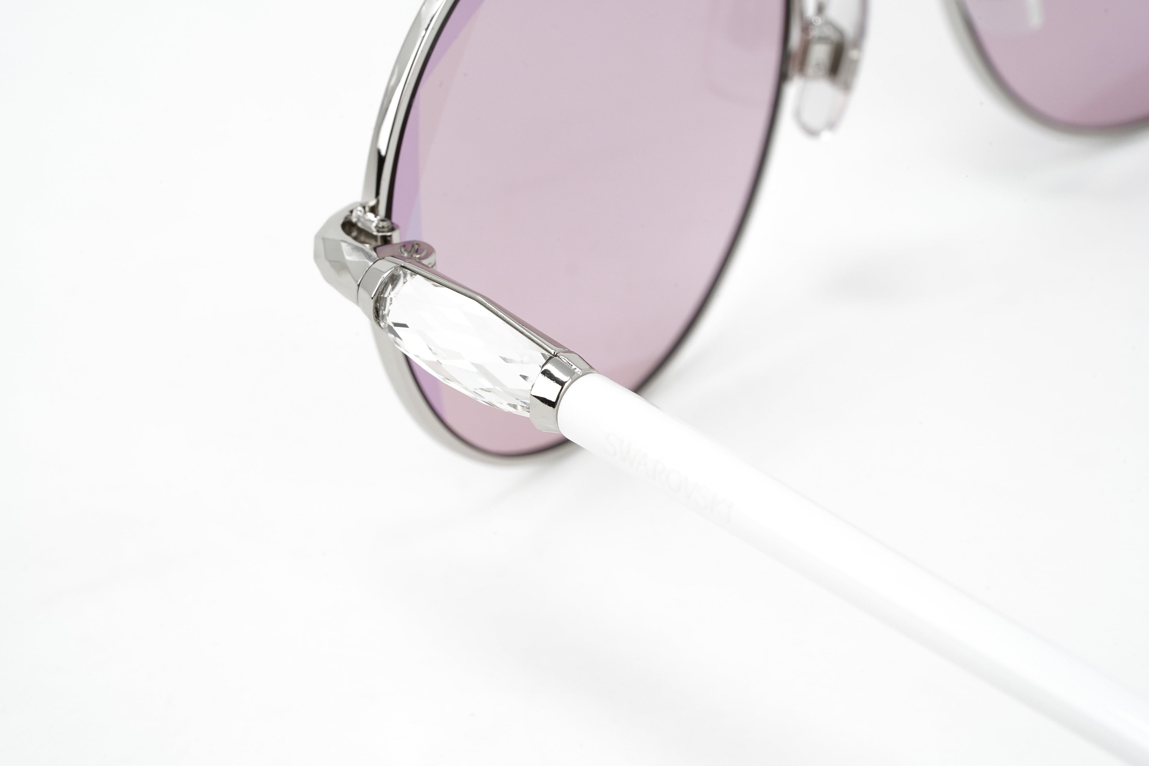 Swarovski Women's Sunglasses Round Silver Pink