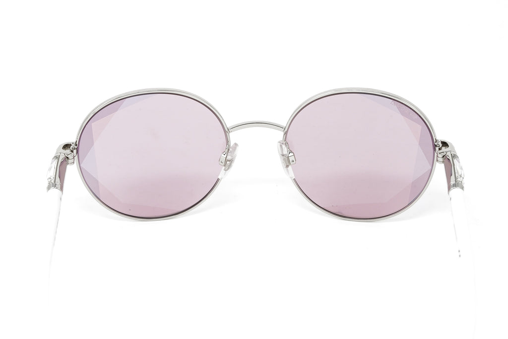 Swarovski Women's Sunglasses Round Silver Pink