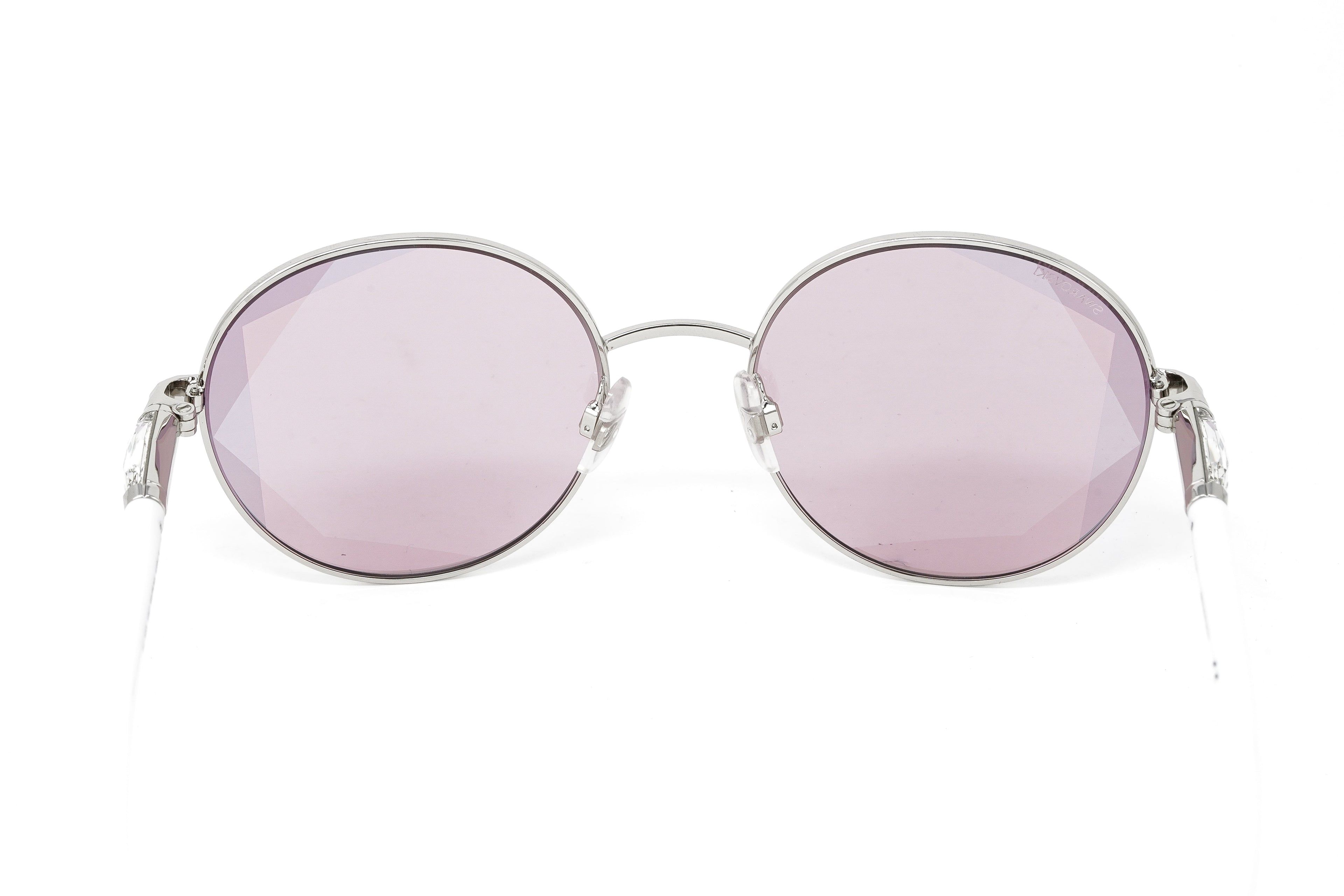 Swarovski Women's Sunglasses Round Silver Pink