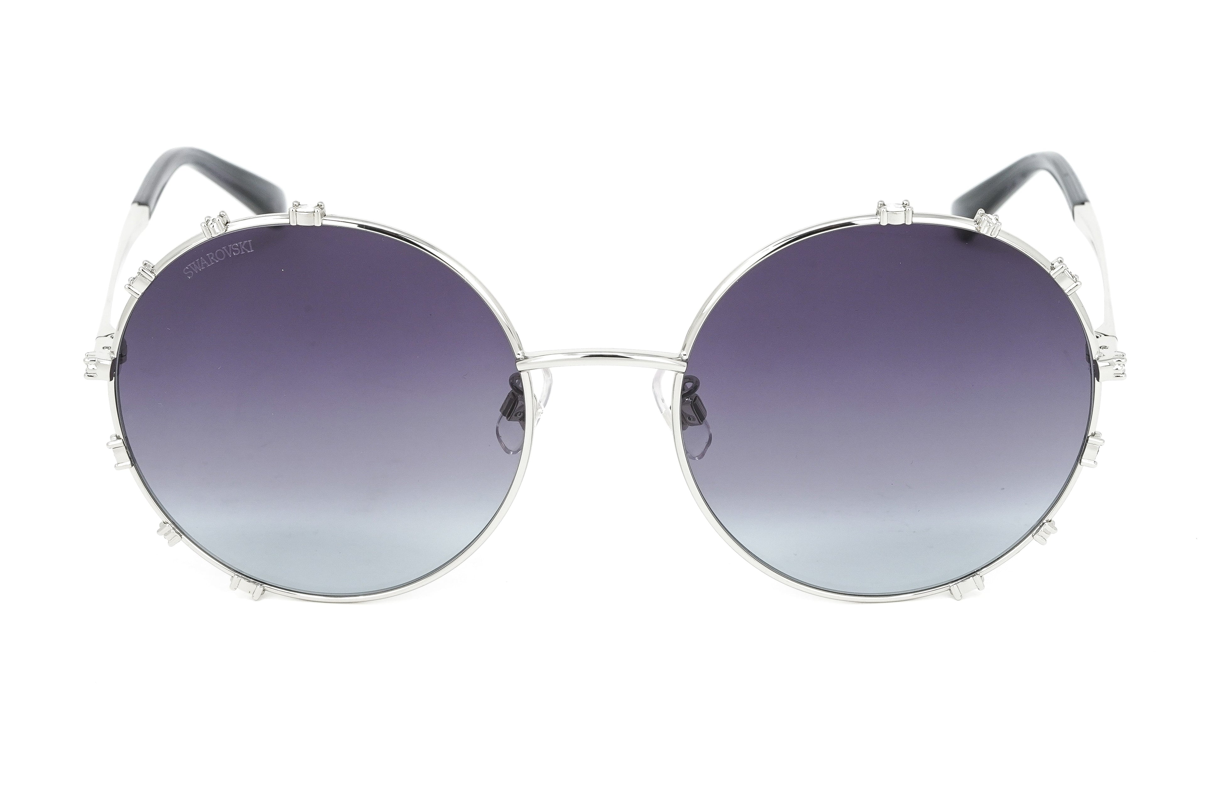 Swarovski Women's Sunglasses Round Silver Gradient Grey