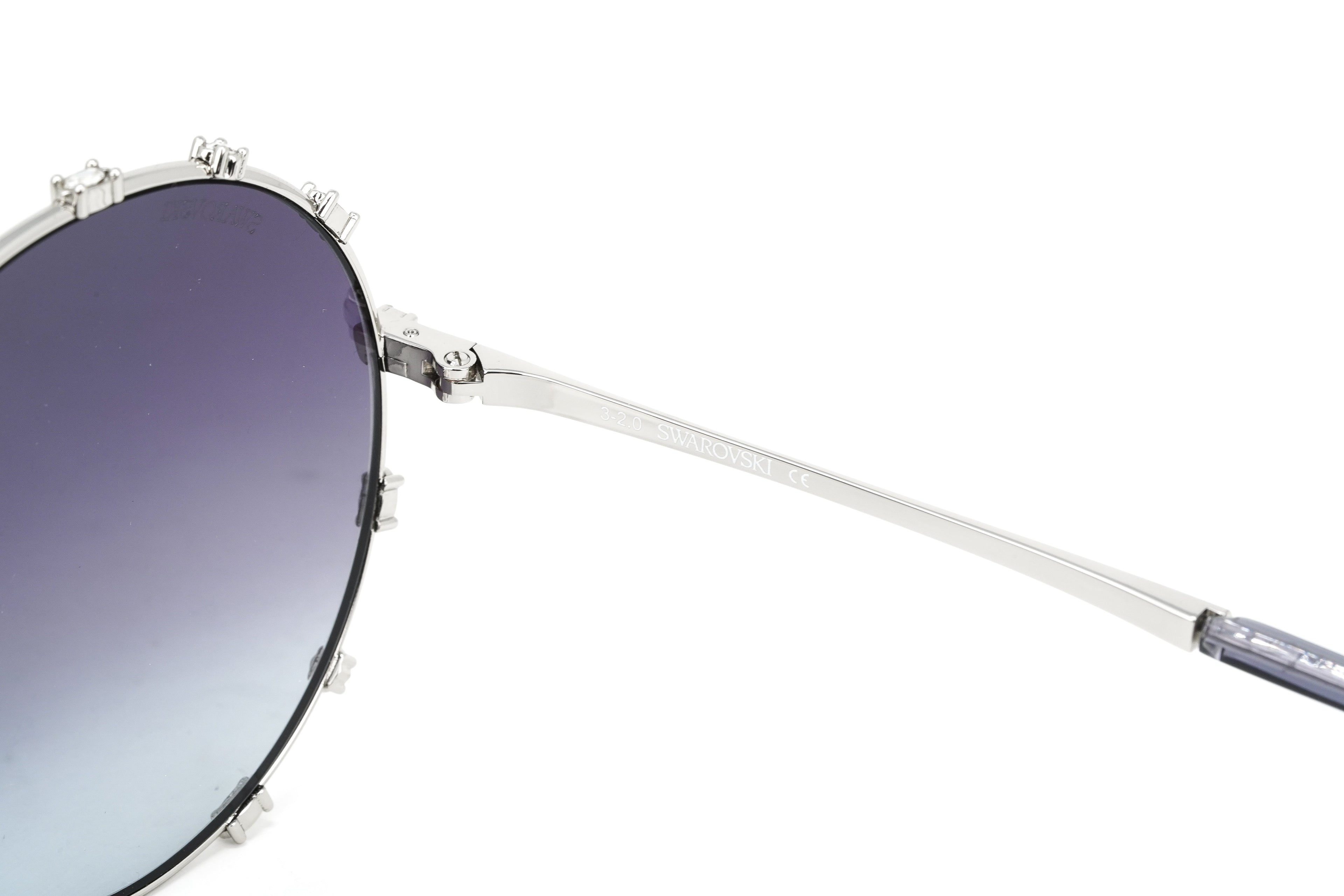 Swarovski Women's Sunglasses Round Silver Gradient Grey