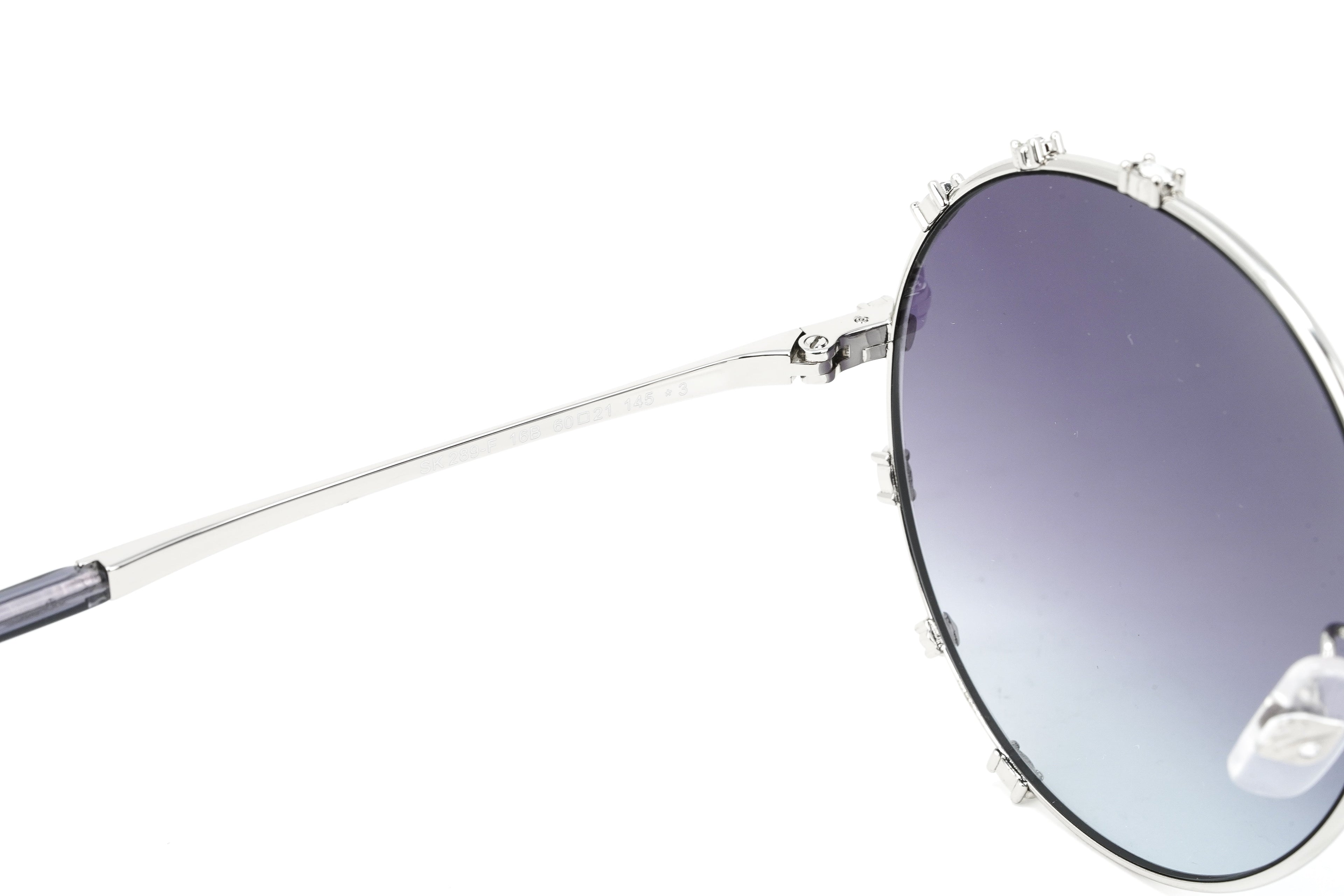 Swarovski Women's Sunglasses Round Silver Gradient Grey