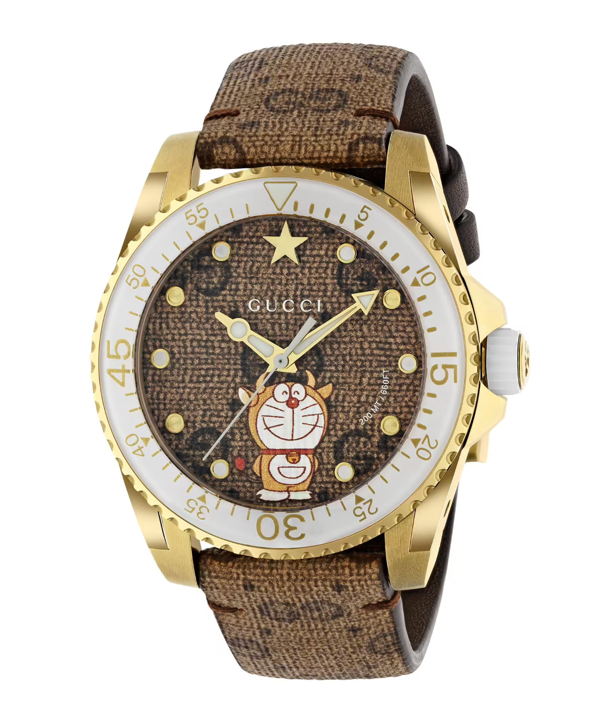 Gucci Watch Dive 40mm Doraemon Gold White