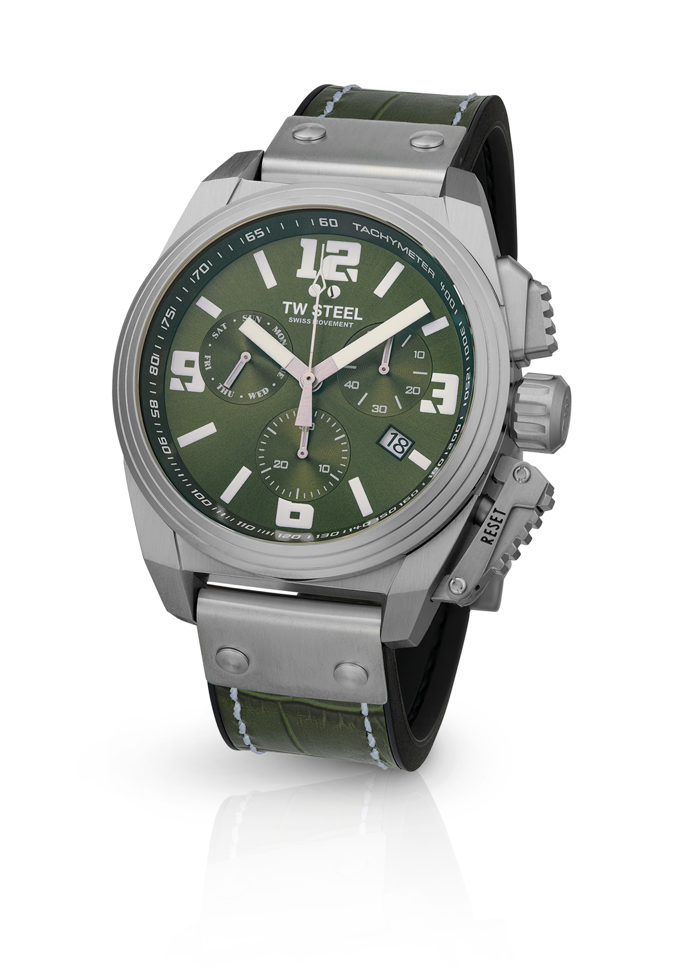 TW Steel Watch Swiss Canteen Chronograph Green