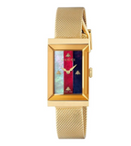 Gucci Watch G-Frame Ladies 21mm Stripe Yellow Gold PVD Bracelet