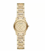Burberry Ladies Watch The City 26mm Engraved Check Gold
