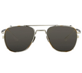 Kris Van Assche Sunglasses Titanium Rectangular Burnt Silver Gold Clip On with Silver Mirror Lenses