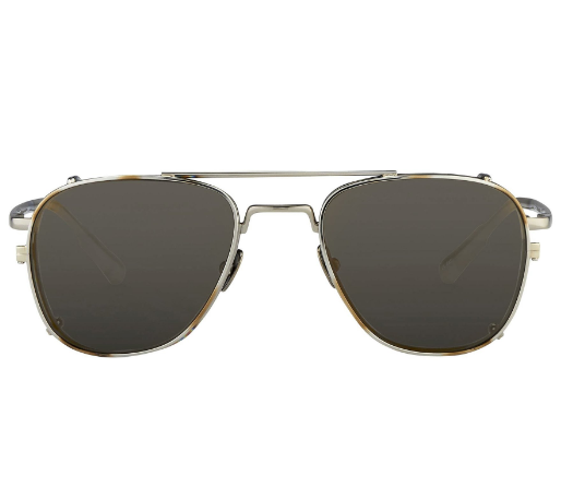 Kris Van Assche Sunglasses Titanium Rectangular Burnt Silver Gold Clip On with Silver Mirror Lenses