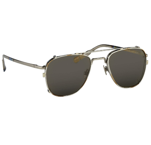 Kris Van Assche Sunglasses Titanium Rectangular Burnt Silver Gold Clip On with Silver Mirror Lenses