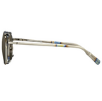 Kris Van Assche Sunglasses Titanium Rectangular Burnt Silver Gold Clip On with Silver Mirror Lenses