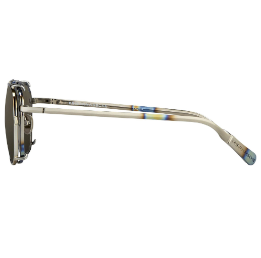 Kris Van Assche Sunglasses Titanium Rectangular Burnt Silver Gold Clip On with Silver Mirror Lenses