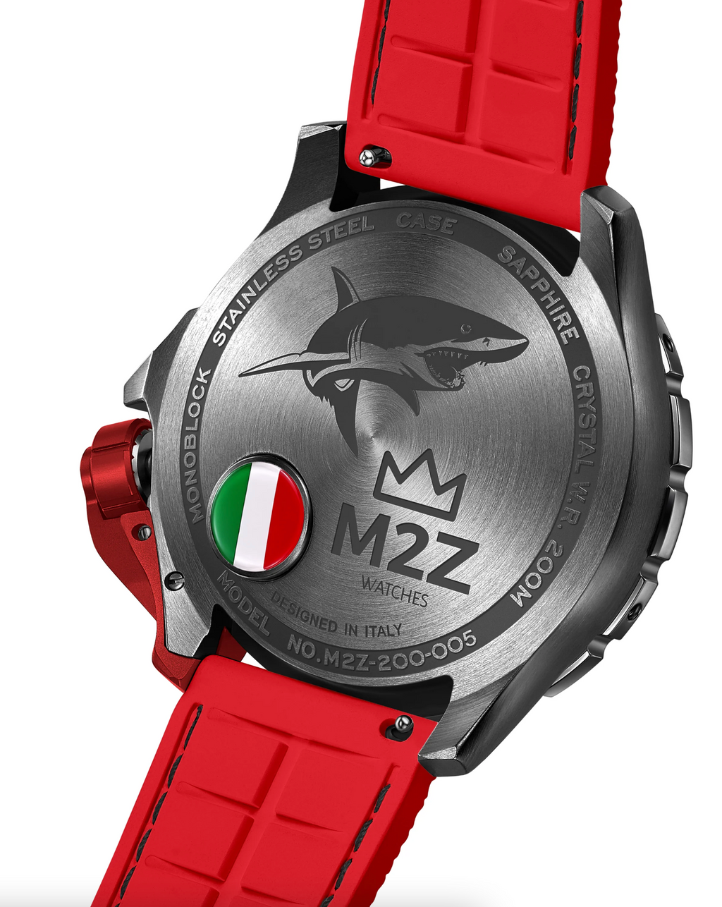 M2Z Men's Watch Diver 200 Red IP Gun