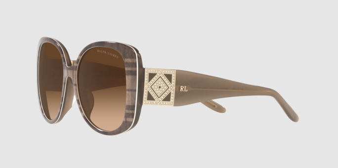 Ralph Lauren Women's Sunglasses Oversized Square Striped Havana