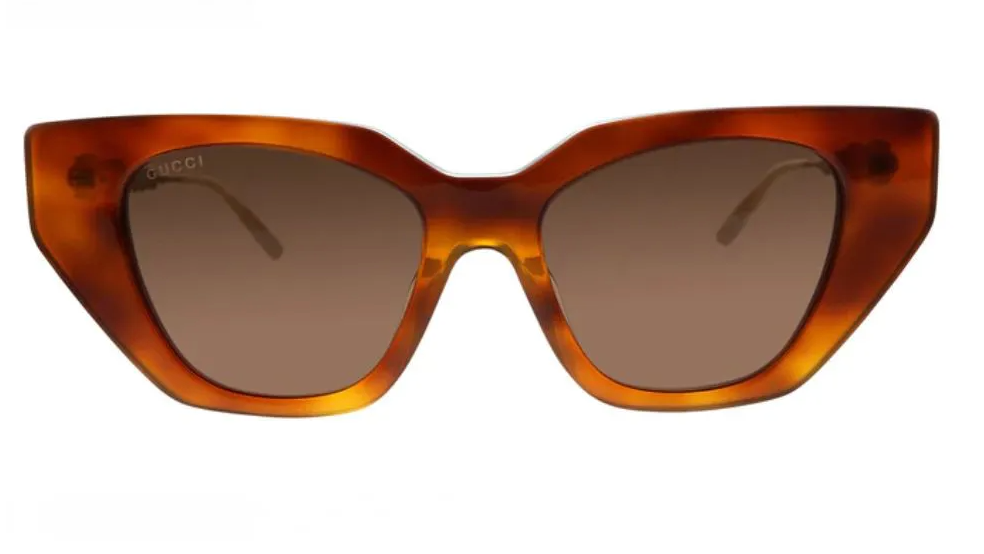 Gucci Women's Sunglasses Cat Eye Rectangle Havana