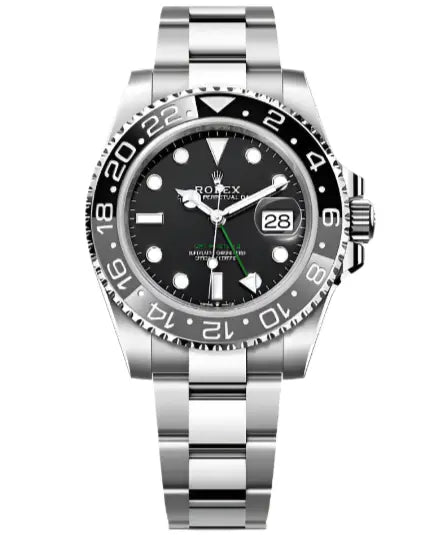 Rolex Steel GMT-Master II 40  - Black And Grey Bruce Wayne Bezel - Black Dial - Oyster Bracelet - 126710GRNR