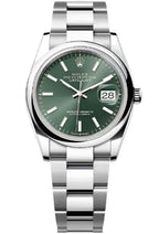 Rolex Oystersteel Datejust 36  - Mint Green Index Dial - Oyster Bracelet - 126200Goy