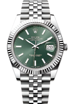 Rolex Steel and White Gold Rolesor Datejust 41  - Mint Green Index Dial - Jubilee Bracelet - 126334 GRJ