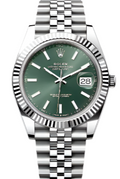 Rolex Steel and White Gold Rolesor Datejust 41  - Mint Green Index Dial - Jubilee Bracelet - 126334 GRJ