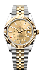 Rolex Sky Dweller 42 Champagne Dial Yellow Gold Stainless Steel Jubilee Bracelet Mens  336933
