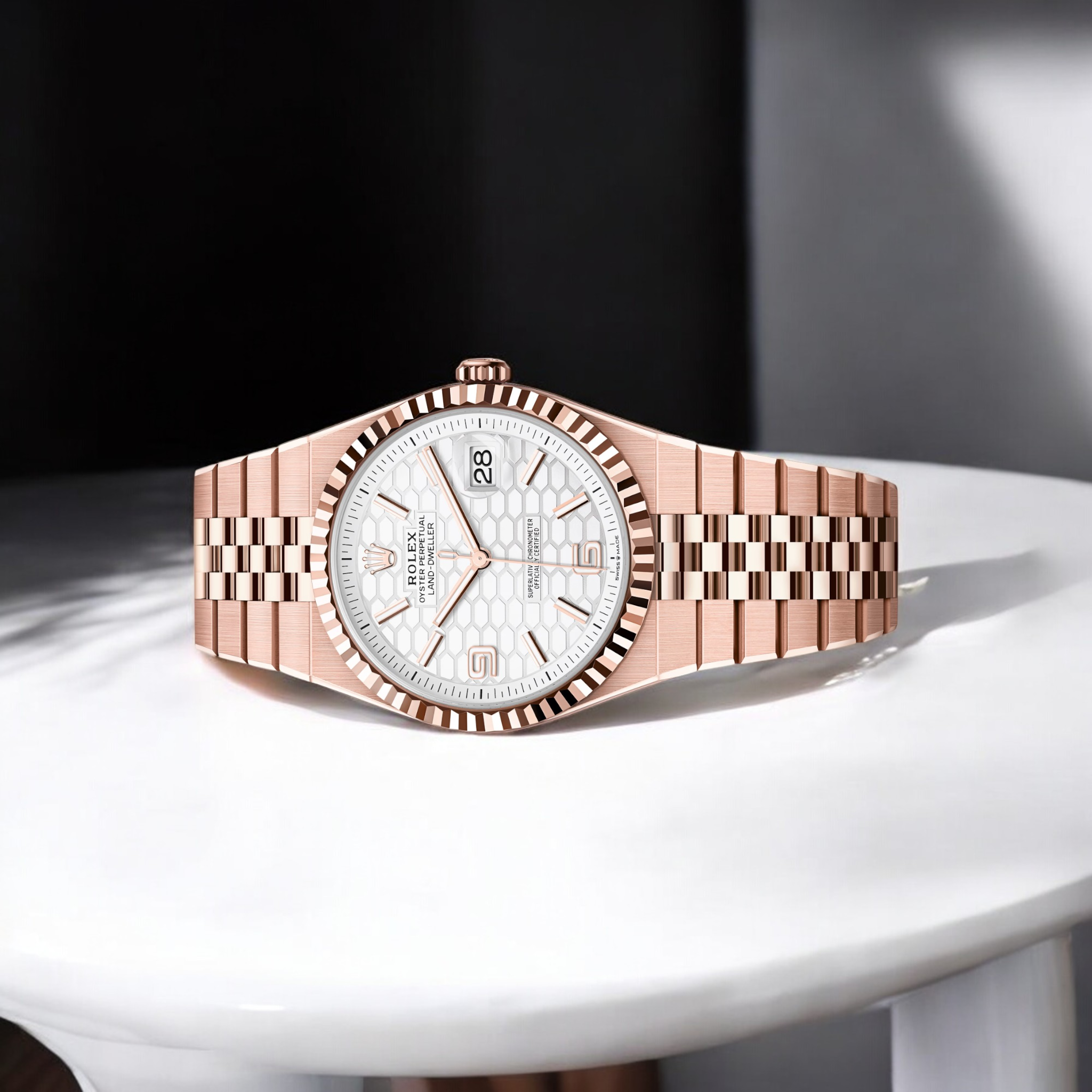 Rolex - Land-Dweller 40 - Everose Gold - White Honeycomb Motif - 127335 - 2026