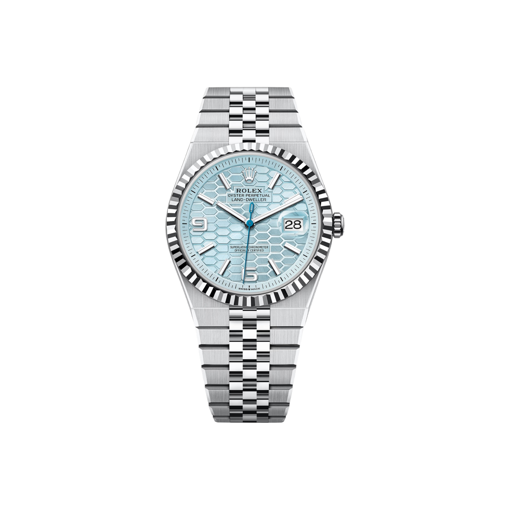 Rolex - Land-Dweller 40 - Platinum - Ice-Blue Honeycomb Motif - 127335 - 2025