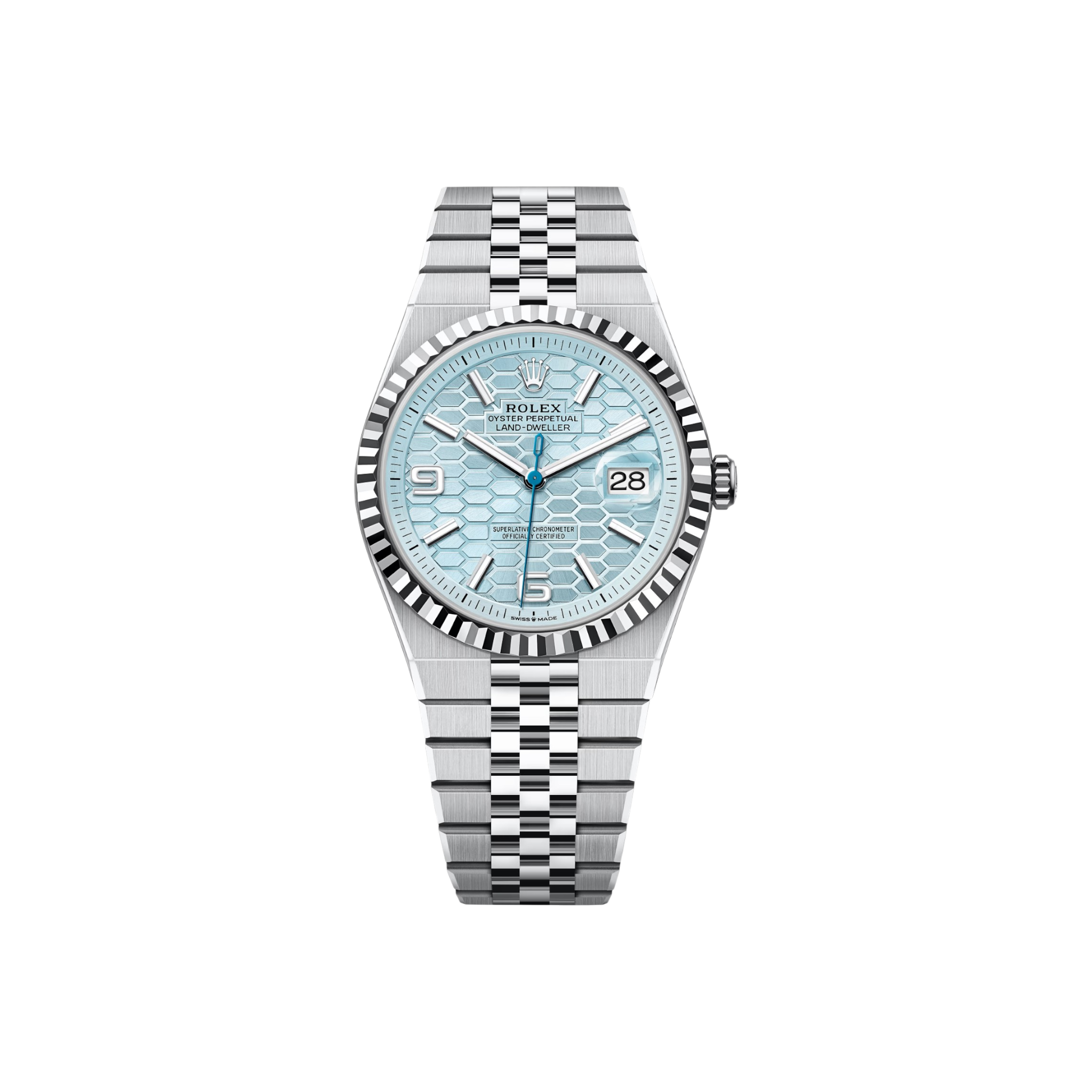 Rolex - Land-Dweller 40 - Platinum - Ice-Blue Honeycomb Motif - 127335 - 2025