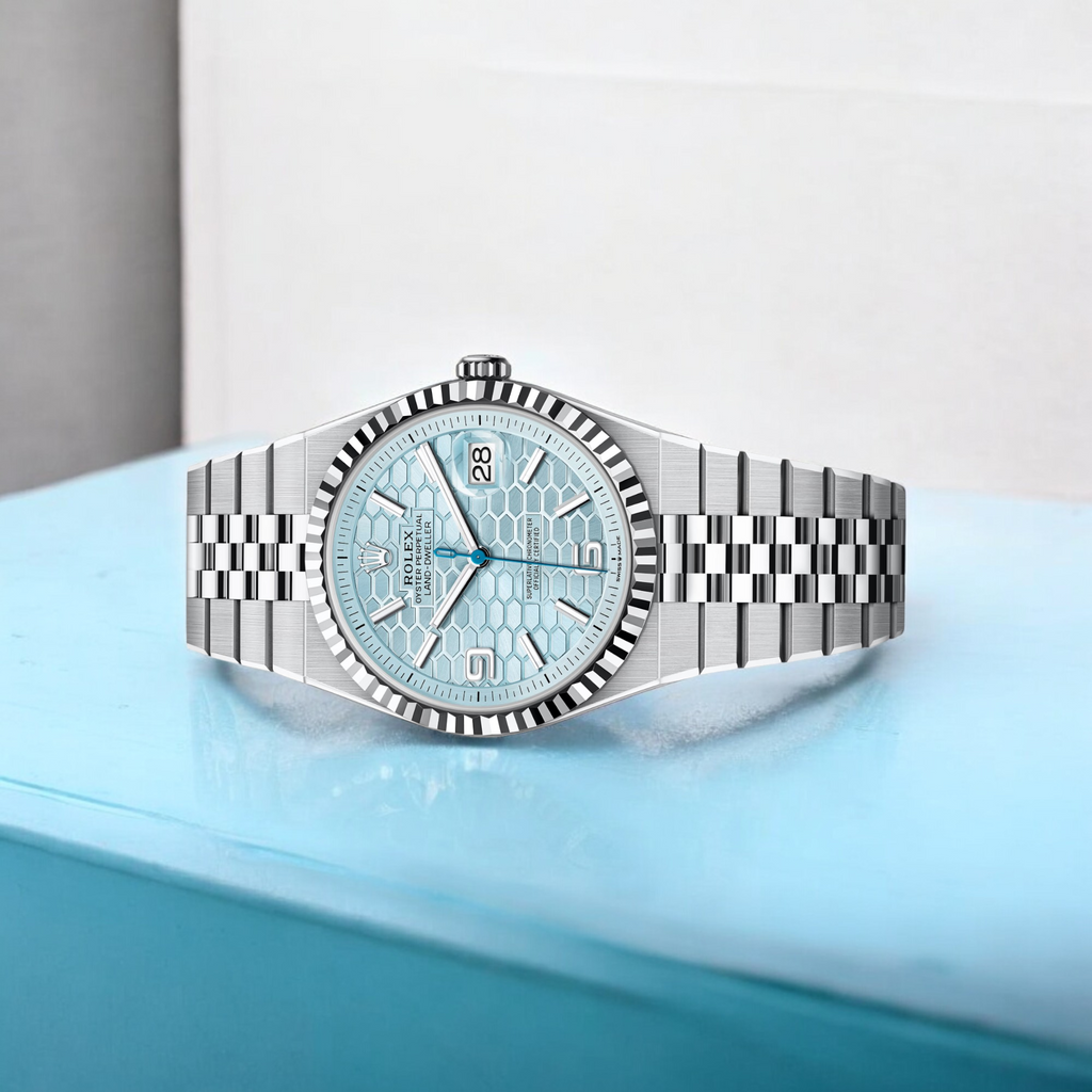 Rolex - Land-Dweller 40 - Platinum - Ice-Blue Honeycomb Motif - 127335 - 2025