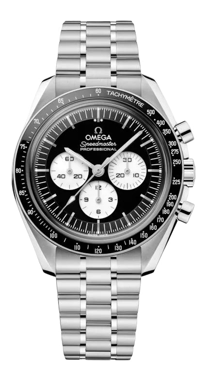 Omega Speedmaster Moon Professional Co-Axial Master Chronometer Chronograph  - 42 mm Steel Case - Reverse Panda Black Dial White Sub Dials - 310.30.42.50.01.004