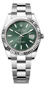 Rolex Steel and White Gold Rolesor Datejust 41  - Mint Green Index Dial - Oyster Bracelet - 126334