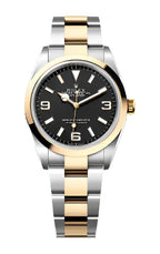 Rolex Two Tone Oyster Perpetual Explorer - Black Dial - Oyster Steel and Yellow Gold Bracelet - 124273